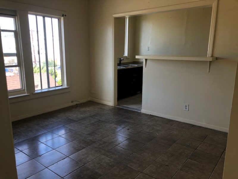 Living room opening to kitchen
