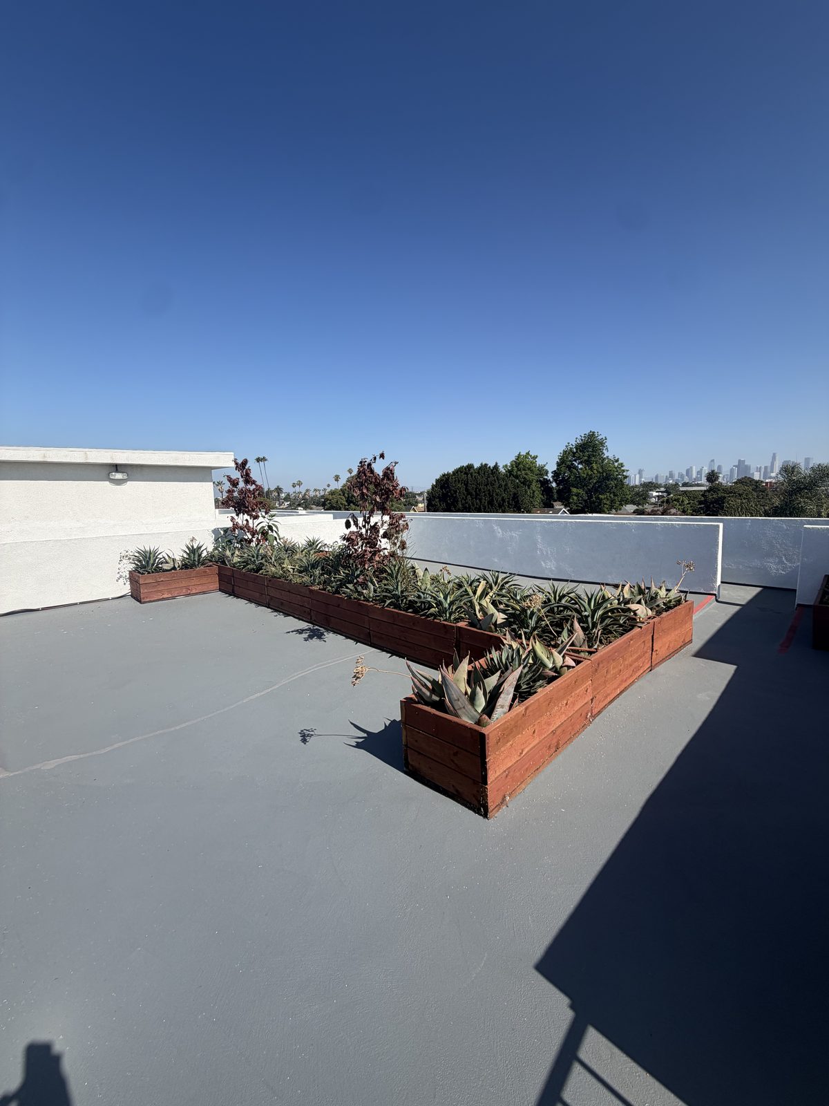 Rooftop deck with skyline view